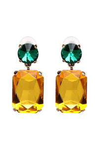 Samantha Crystal Drop Earrings - Yellow Emerald