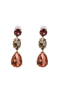 Sarah Trio Crystal Drop Earrings - Warm