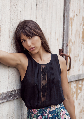 Paris Lattice Lace Cami - Black