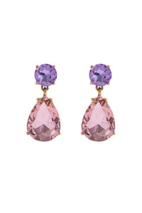 Seraphine Crystal Drop Earring - Pink Purple