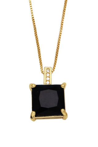 Single Crystal Necklace - Black