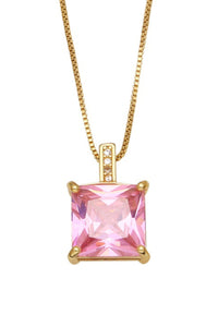 Single Crystal Necklace - Pink