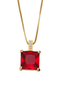 Single Crystal Necklace - Red