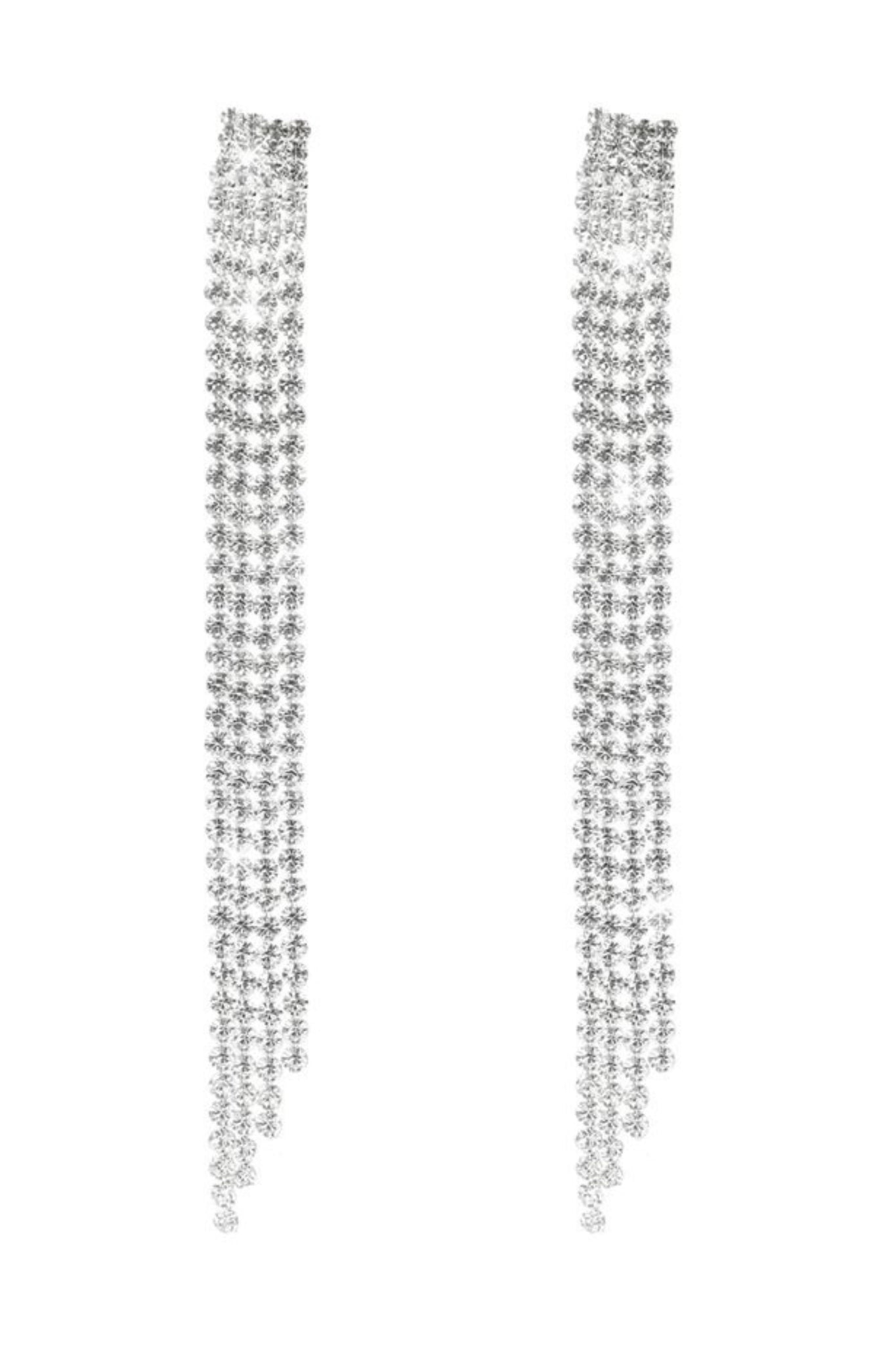 Skylar Four Strand Rhinestone Earrings - Silver