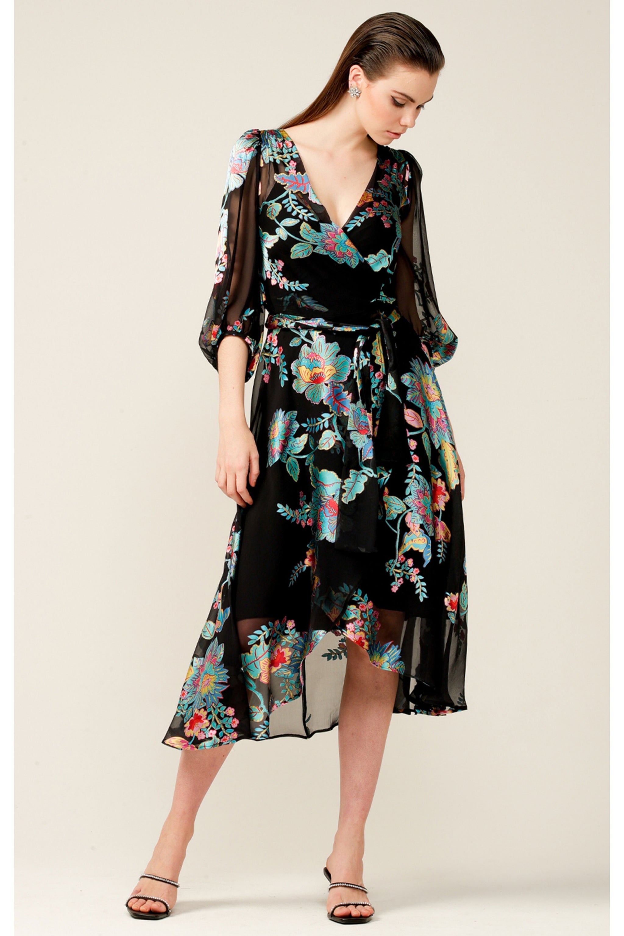 SACHA DRAKE Take Five Burnout Silk Wrap Dress – Smoke & Mirrors Boutique