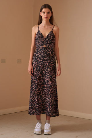 Dahlia Midi Dress - Black Floral Gingham