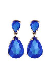 Tula Large Teardrop Crystal Earring - Cobalt