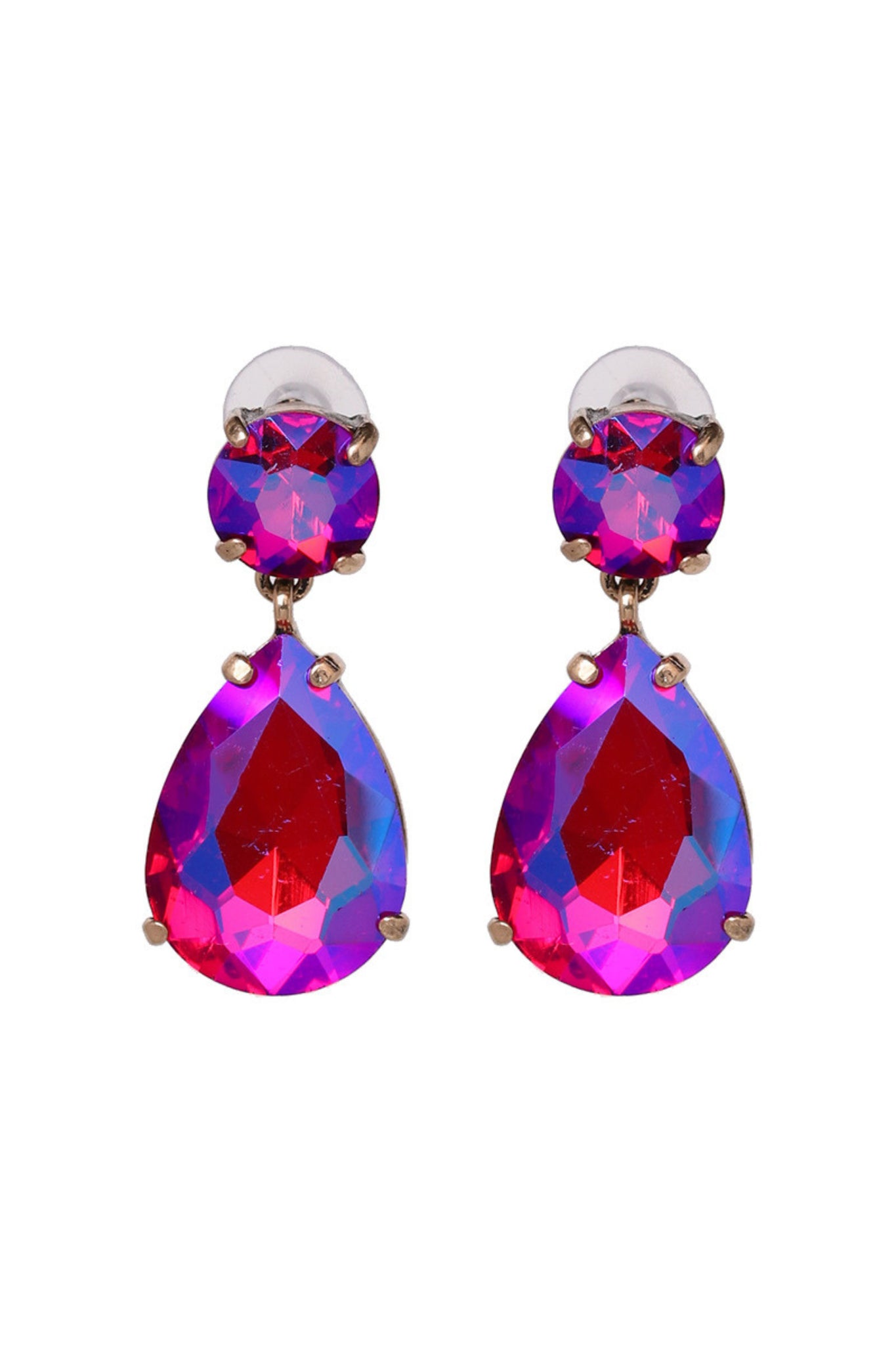 Tula Large Teardrop Crystal Earring - Fuchsia