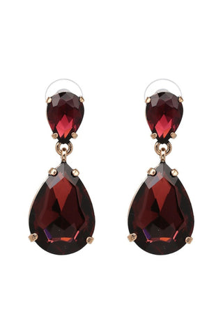 Tula Large Teardrop Crystal Earring - Garnet