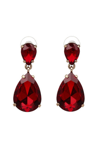 Tula Large Teardrop Crystal Earring - Red