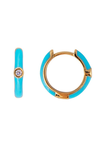 Turquoise Enamel Midi Hoops